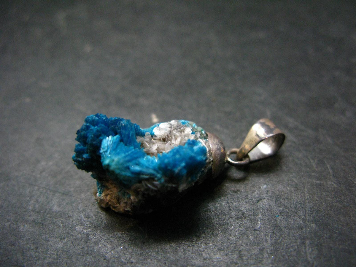 Cavansite Crystal Pendant In Sterling Silver From India - 1.3" - 4.42 Grams