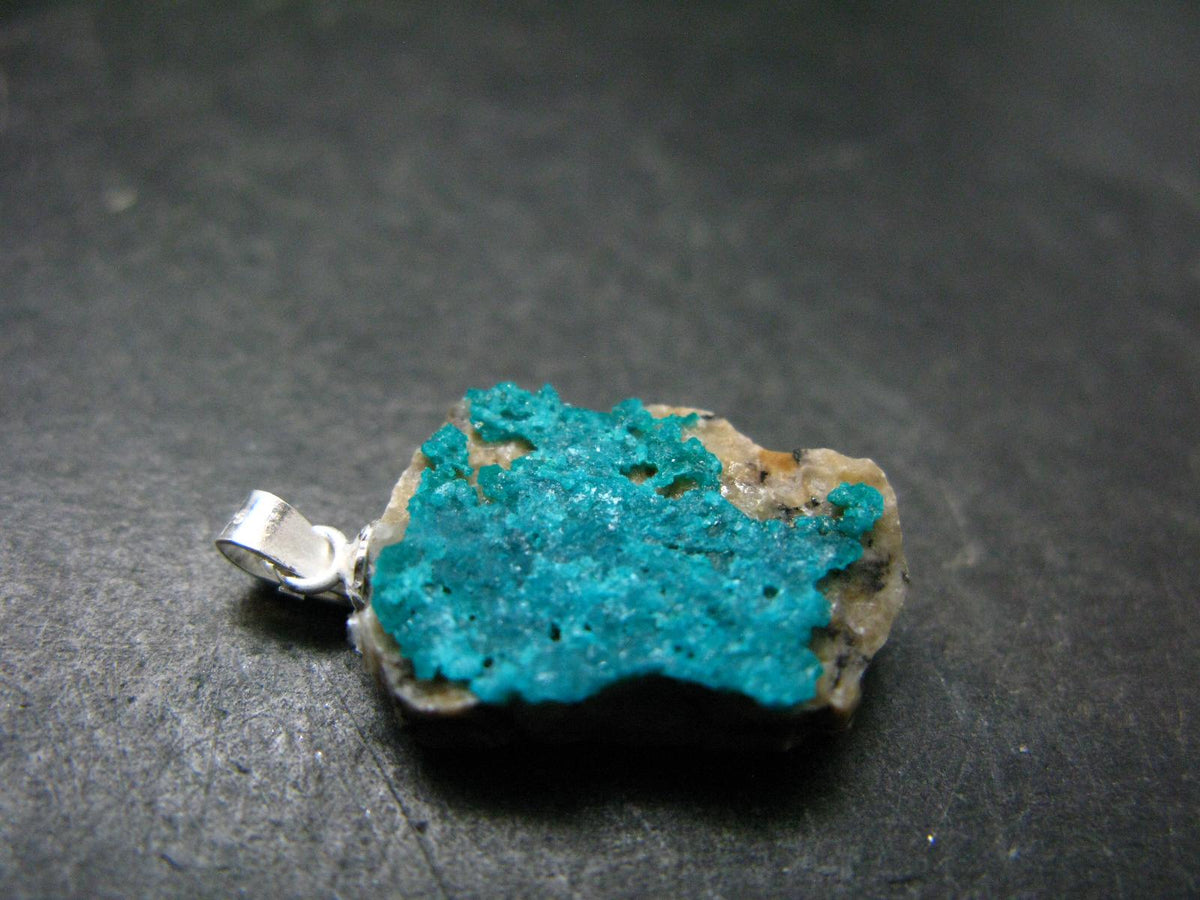 Dark Green Sparkling Gemmy Dioptase Silver Pendant from Kazakhstan - 1.1" - 2.96 Grams