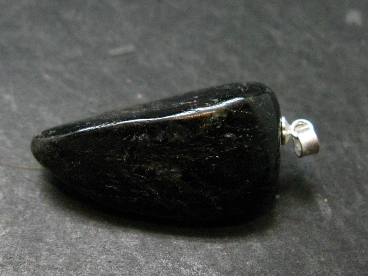 Very Rare Sterling Silver Nuumite Nuummite Pendant From Greenland - 1.6" - 12.22 Grams