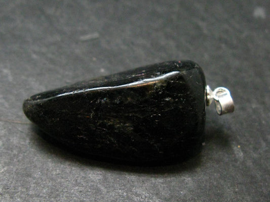 Very Rare Sterling Silver Nuumite Nuummite Pendant From Greenland - 1.6" - 12.22 Grams