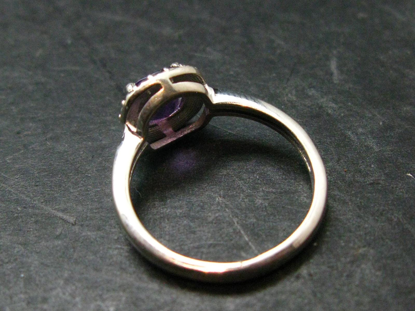 Siberian Amethyst!! Natural Faceted Rich Purple Amethyst 925 Silver Ring with CZ - 2.21 Grams - Size 6