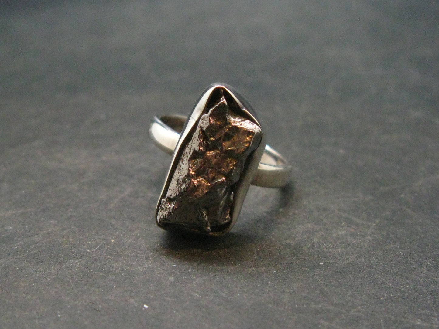 Large Meteorite Campo Del Cielo Sterling Silver Ring From Argentina - 5.24 Grams - Size 7