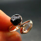 Black Tourmaline And Herkimer Diamond Silver Ring - Size 5 - 2.48 Grams