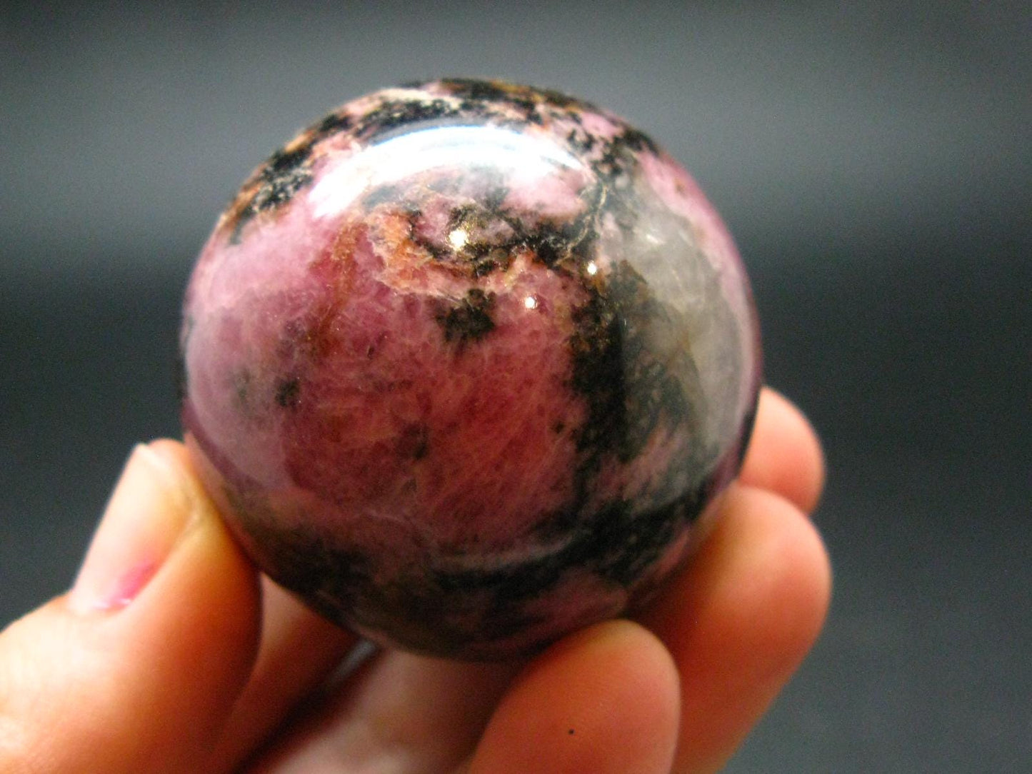 Pink Rhodonite Rodonite Sphere Ball From Canada - 1.5" - 123.74 Grams