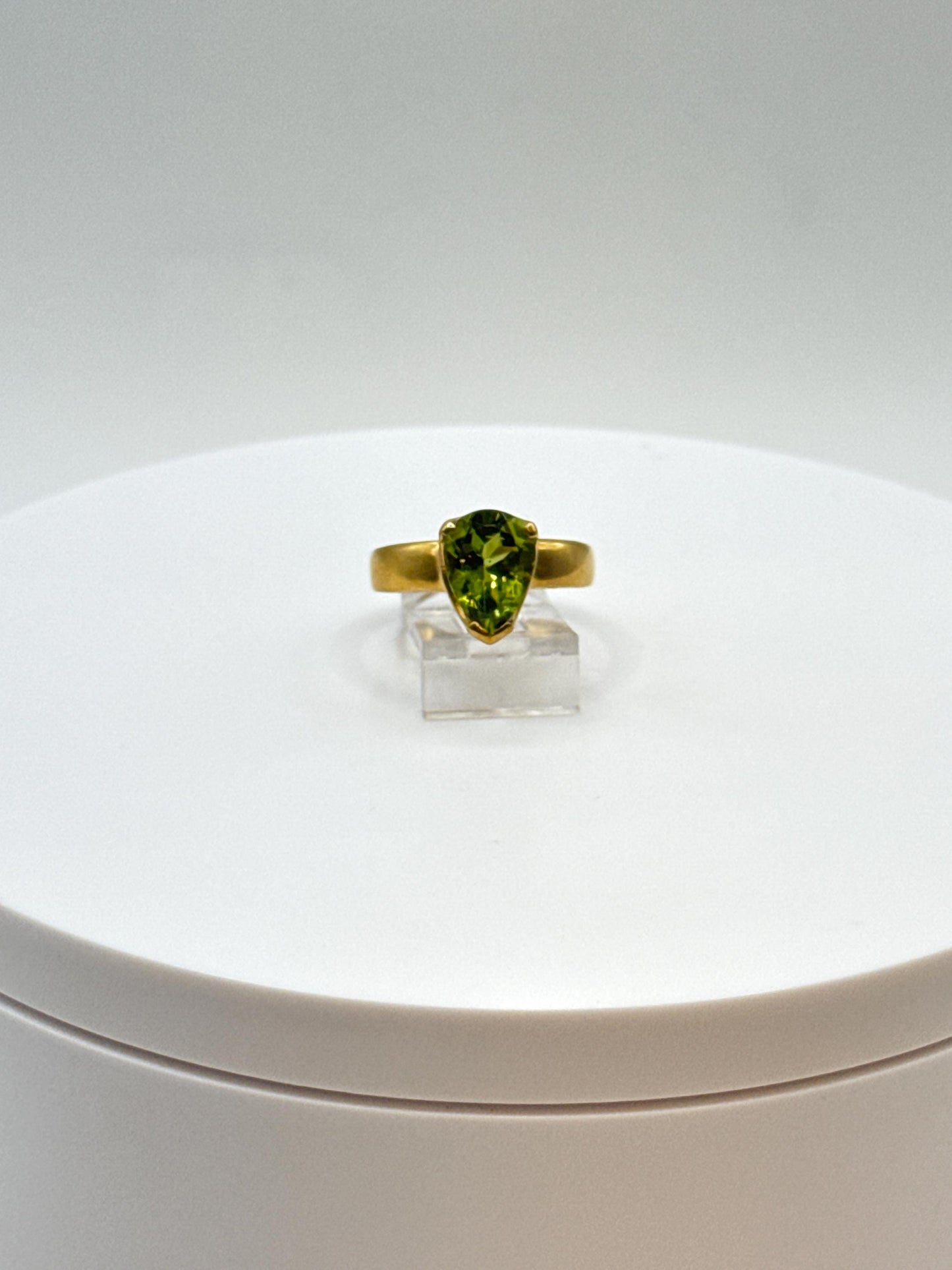 Trillion Cut Peridot Ring | Gold-Plated Sterling Silver, Size 7