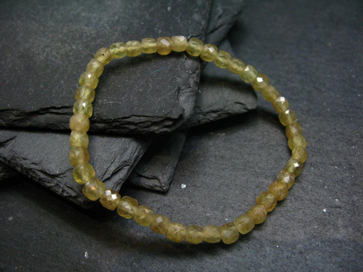 Rare Golden Apatite Genuine Bracelet From Mexico ~ 7 Inches ~ 5mm Facetted Beads