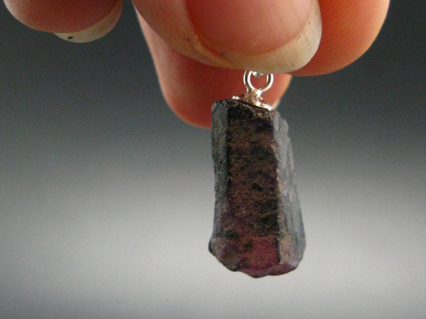Ruby Crystal Silver Pendant from Winza Tanzania - 0.8" - 2.52 Grams