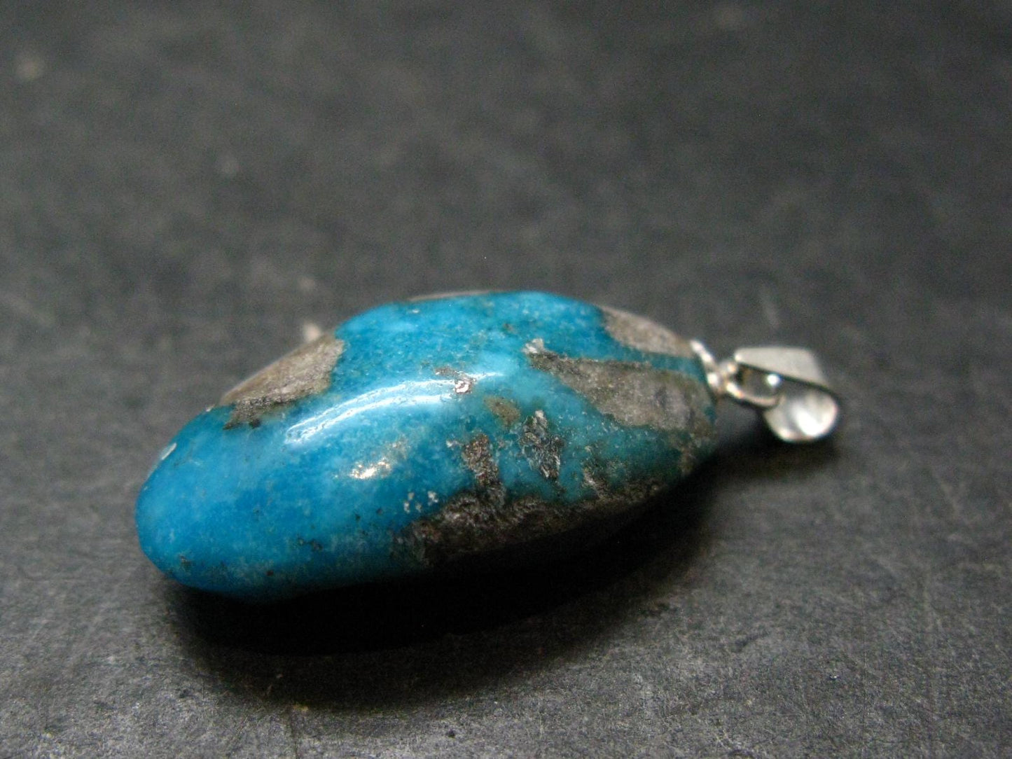 Genuine Turquoise Silver Pendant From Sleeping Beauty Arizona - 1.2" - 3.80 Grams