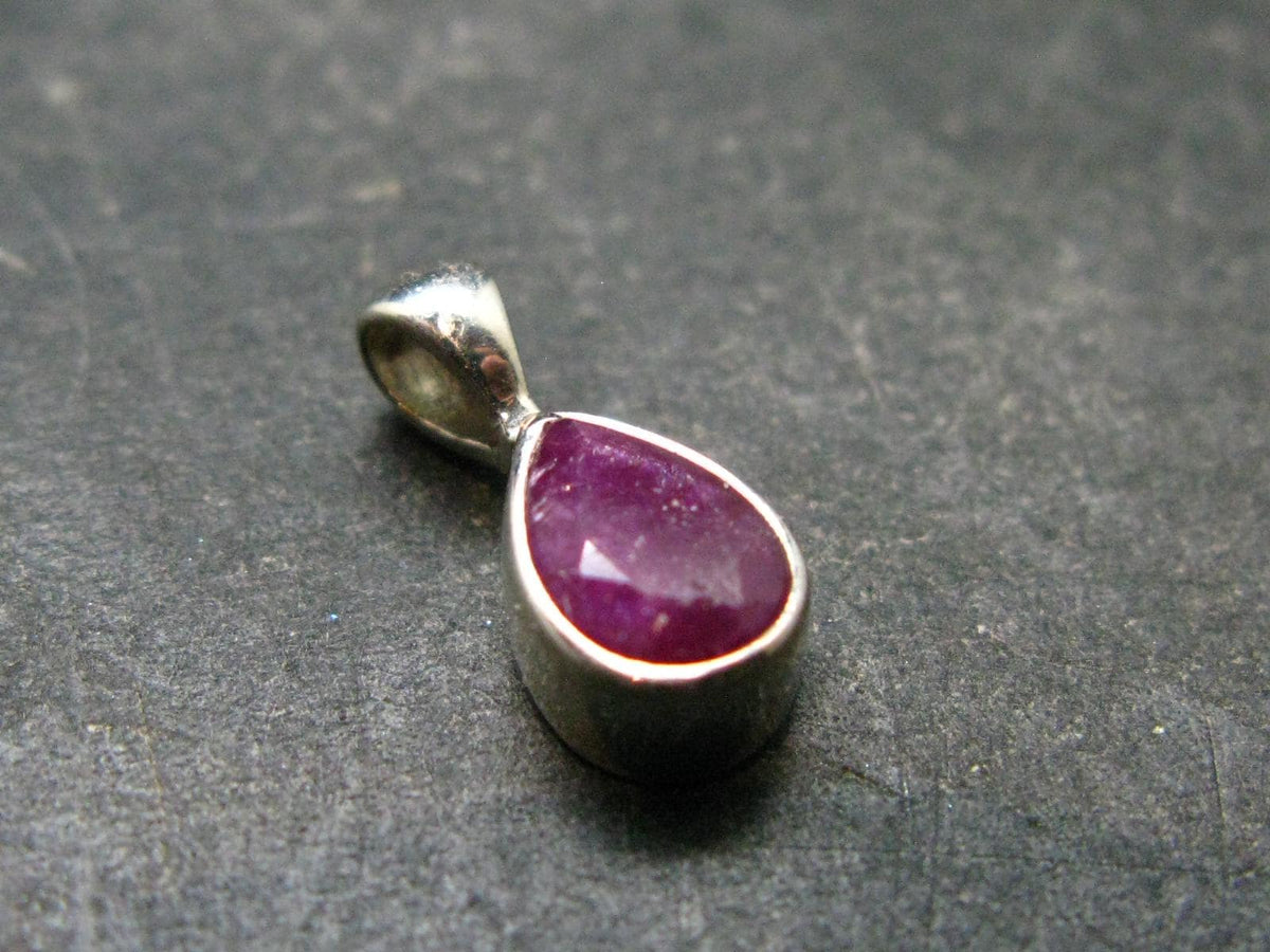 Ruby Crystal Silver Pendant from Africa - 0.5" - 0.69 Grams