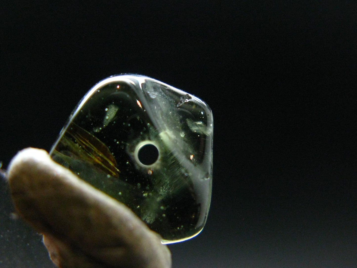 Moldavite Tektite Tumbled Bead from Czech Republic - 12 mm - 4.15 Carats