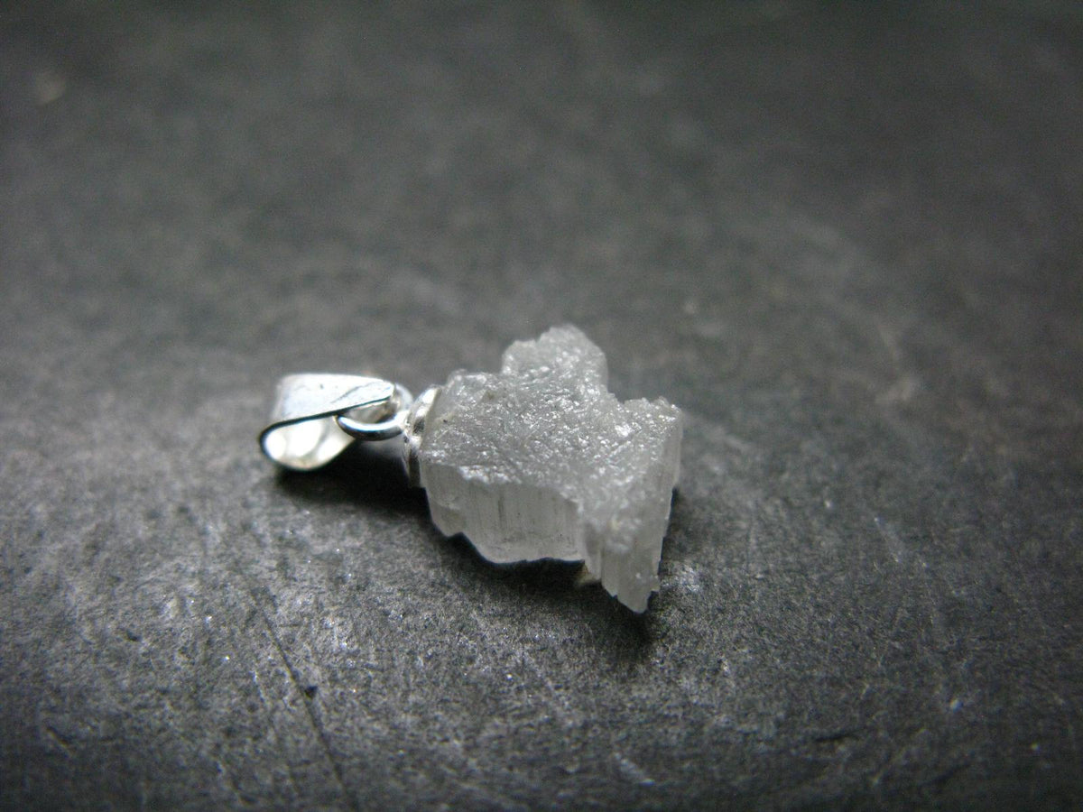 Extremely Rare Rough Beryllonite Crystal Silver Pendant from Afghanistan - 0.7" - 3.20 Carats