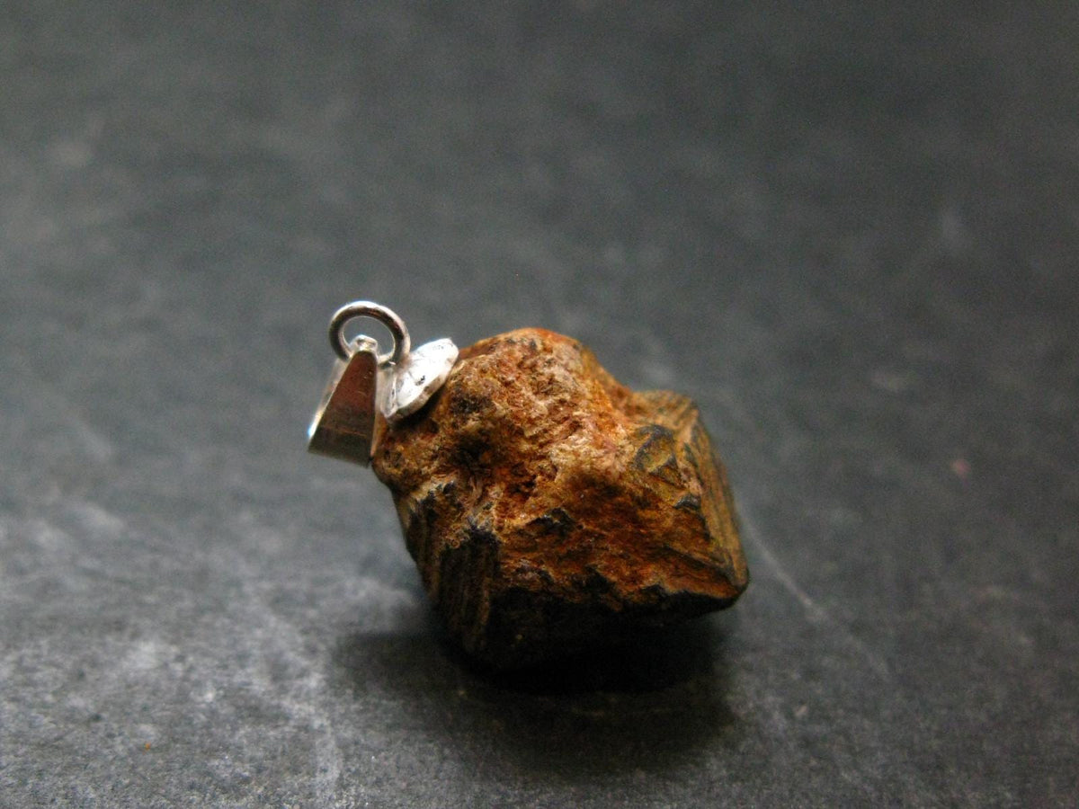 Magnetite Crystal Silver Pendant From Bolivia - 0.8" - 4.64 Grams