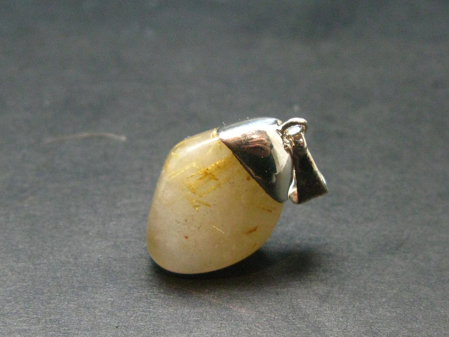 Rutilated Quartz Silver Pendant From Brazil - 1.1"