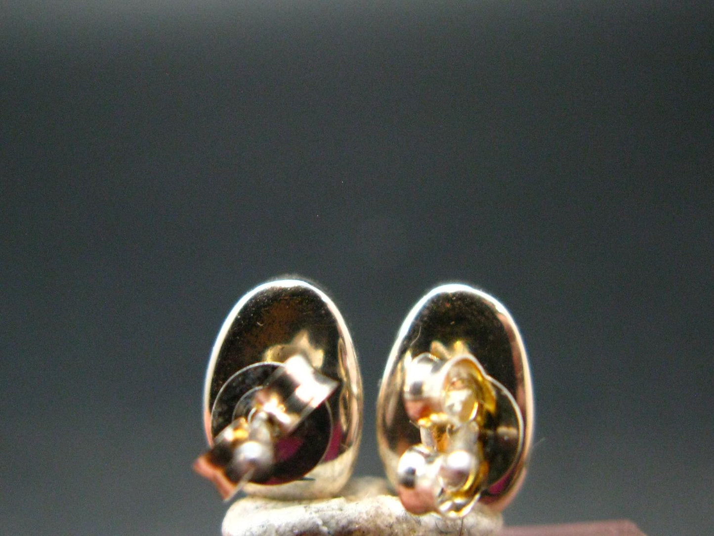 Fire Agate Stud Earrings From Mexico - 0.6" - 2.0 Grams