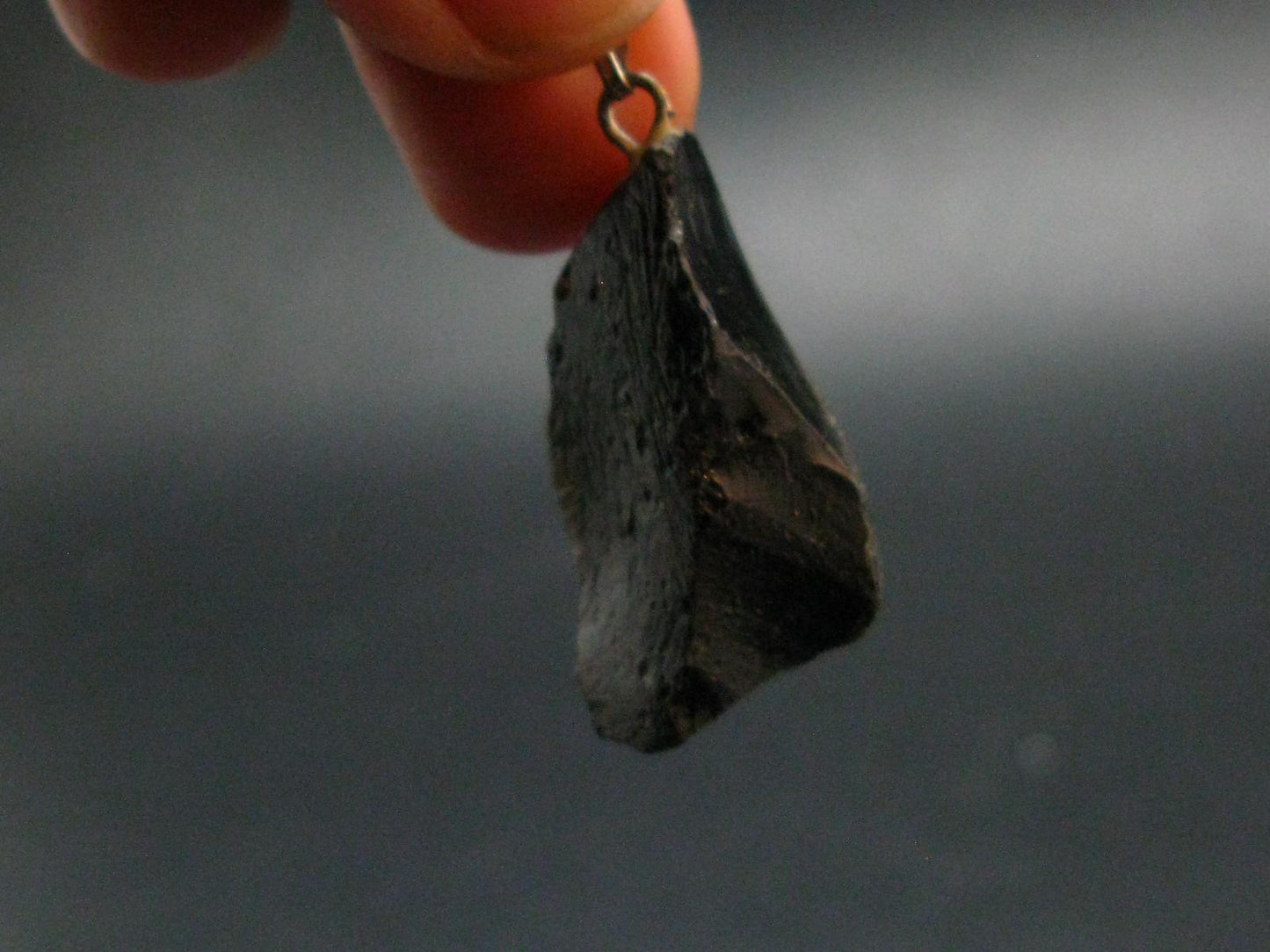 Tibetan Black Tektite Silver Pendant From Tibet - 1.3" - 5.84 Grams