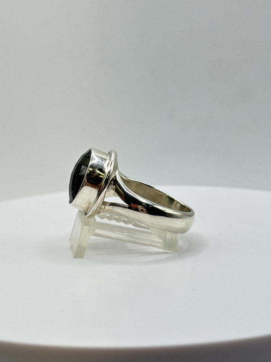 Natural Moldavite Ring | Genuine Green Tektite from Czech Republic | Transformation & Healing Crystal Jewelry - Size 9.5