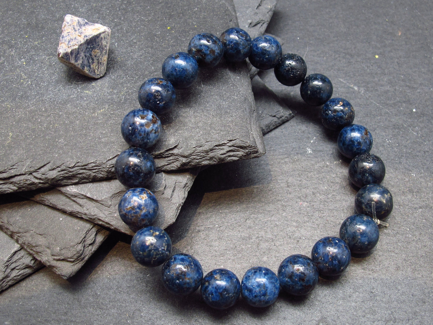 Blue Cobalt Spinel Genuine Bracelet ~ 7 Inches ~ 10mm Round Beads