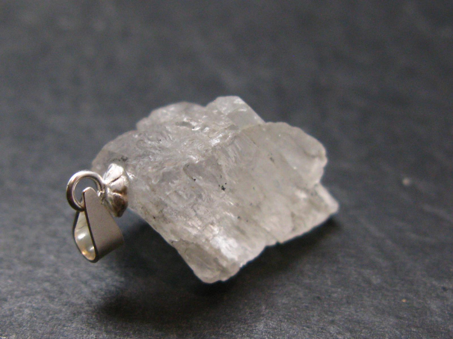 Clear Petalite Crystal Silver Pendant from Brazil - 1.0" - 2.43 Grams
