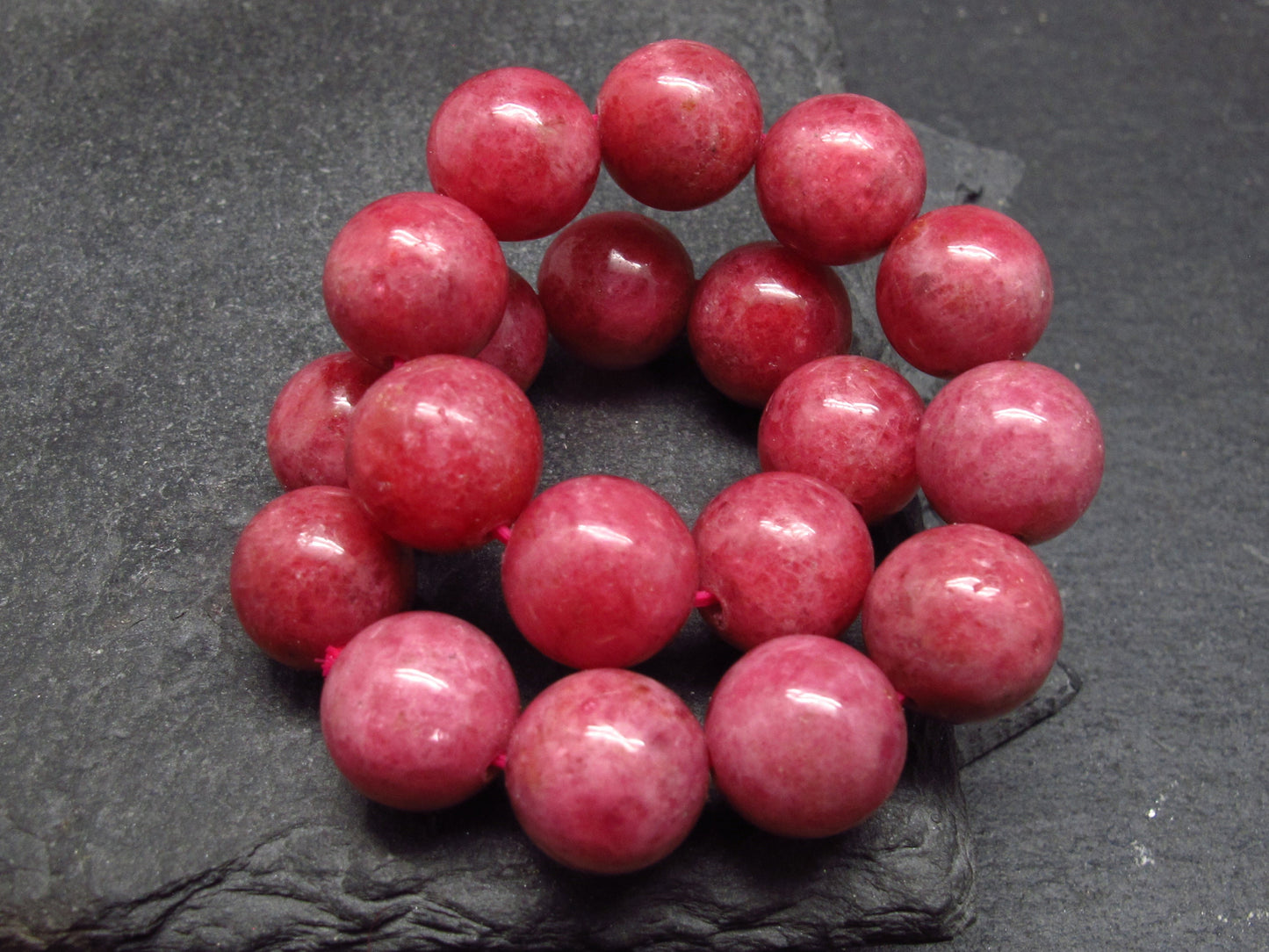 Rhodonite Gem Genuine Bracelet ~ 7 Inches ~ 10mm Round Beads