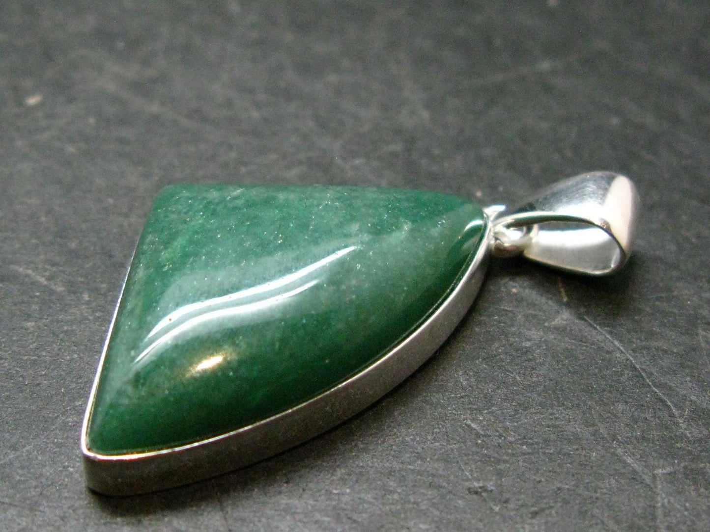 Natural Green Aventurine Silver Plated Pendant From Brazil - 7.88 Grams