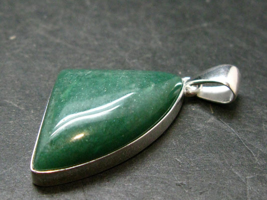 Natural Green Aventurine Silver Plated Pendant From Brazil - 7.88 Grams