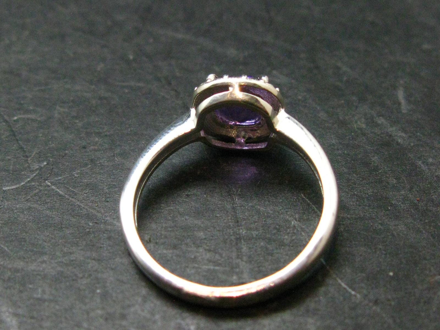 Siberian Amethyst!! Natural Faceted Rich Purple Amethyst 925 Silver Ring with CZ - 2.34 Grams - Size 7