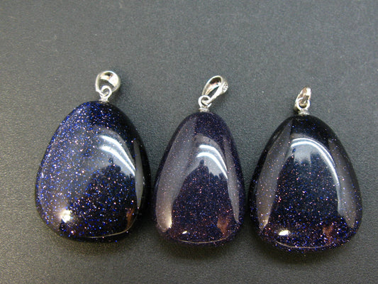 Caribbean Night!! Lot of 3 Blue Goldstone Pendant
