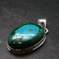 Malachite And Chrysocola Silver Plated Pendant from Congo - 1.4" - 9.49 Grams