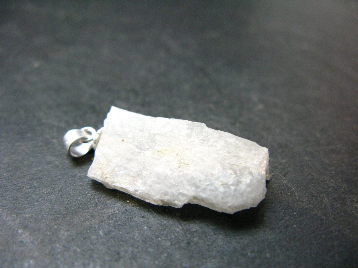 Raw Rare Natrolite Crystal Silver Pendant From Brazil - 1.2" - 2.27 Grams