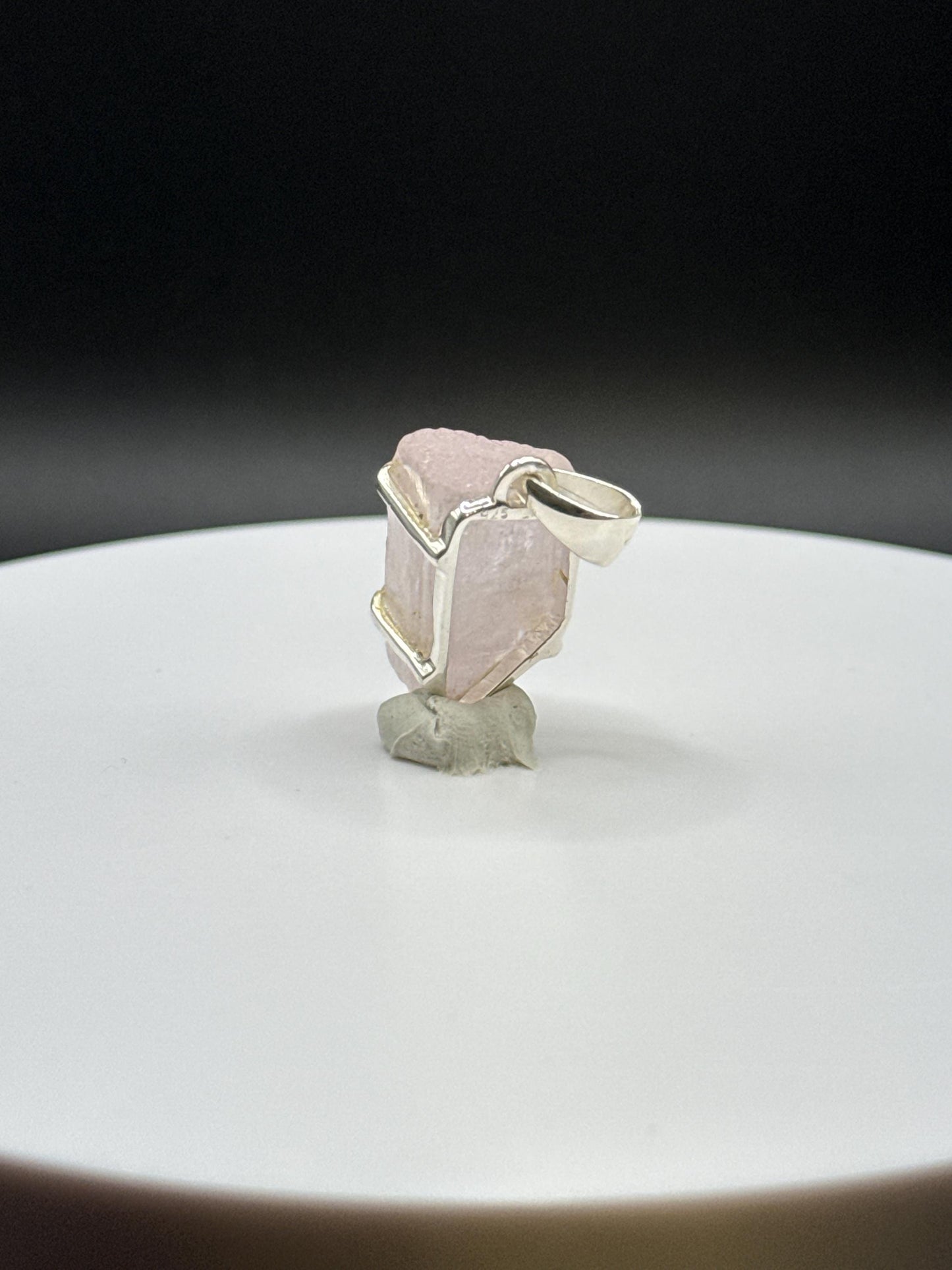 Raw Pink Stone Charm | Natural Crystal Silver Drop