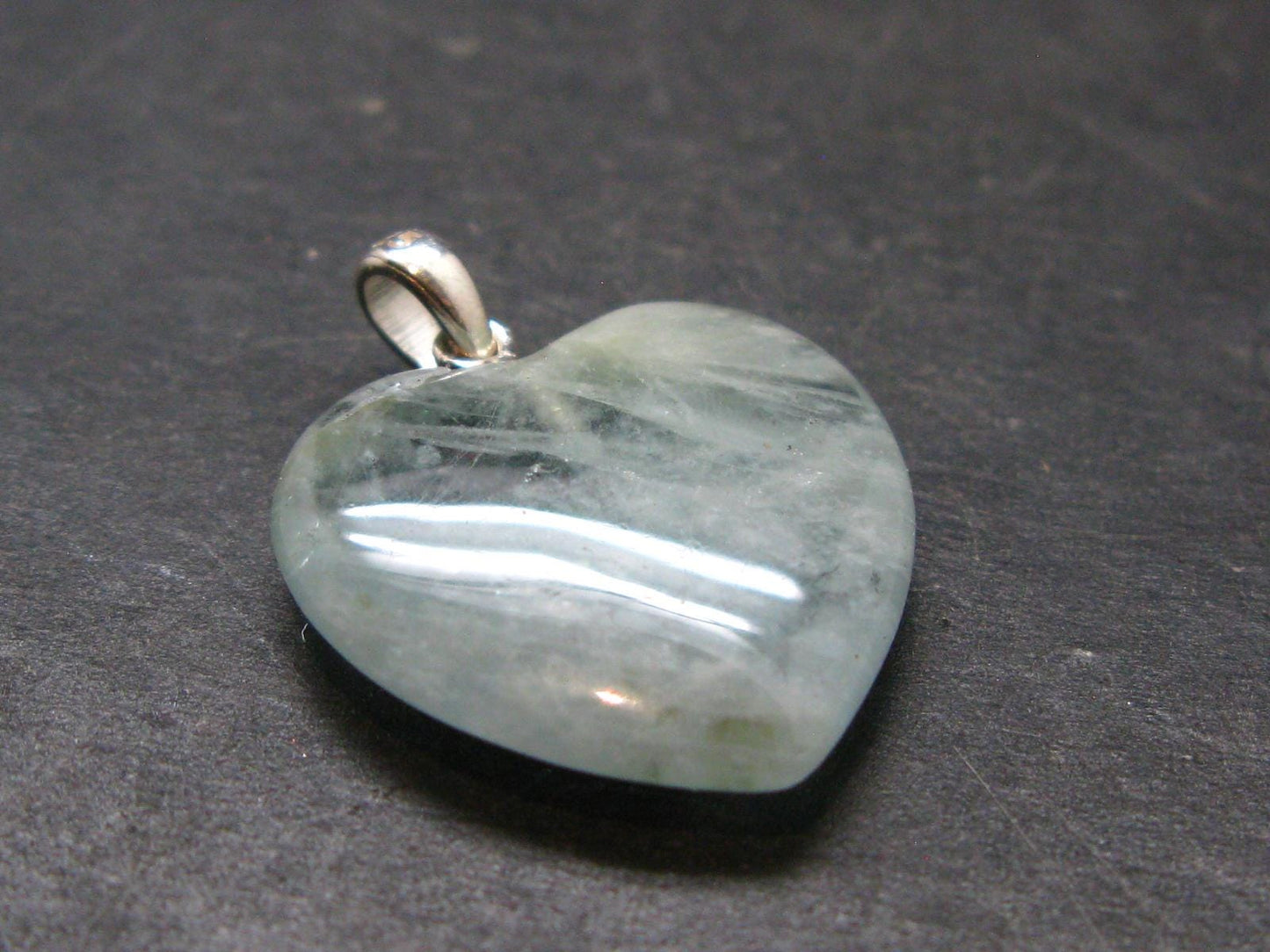 Aquamarine Gem Sterling Silver Heart Pendant From Brazil - 1.0" - 3.51 Grams