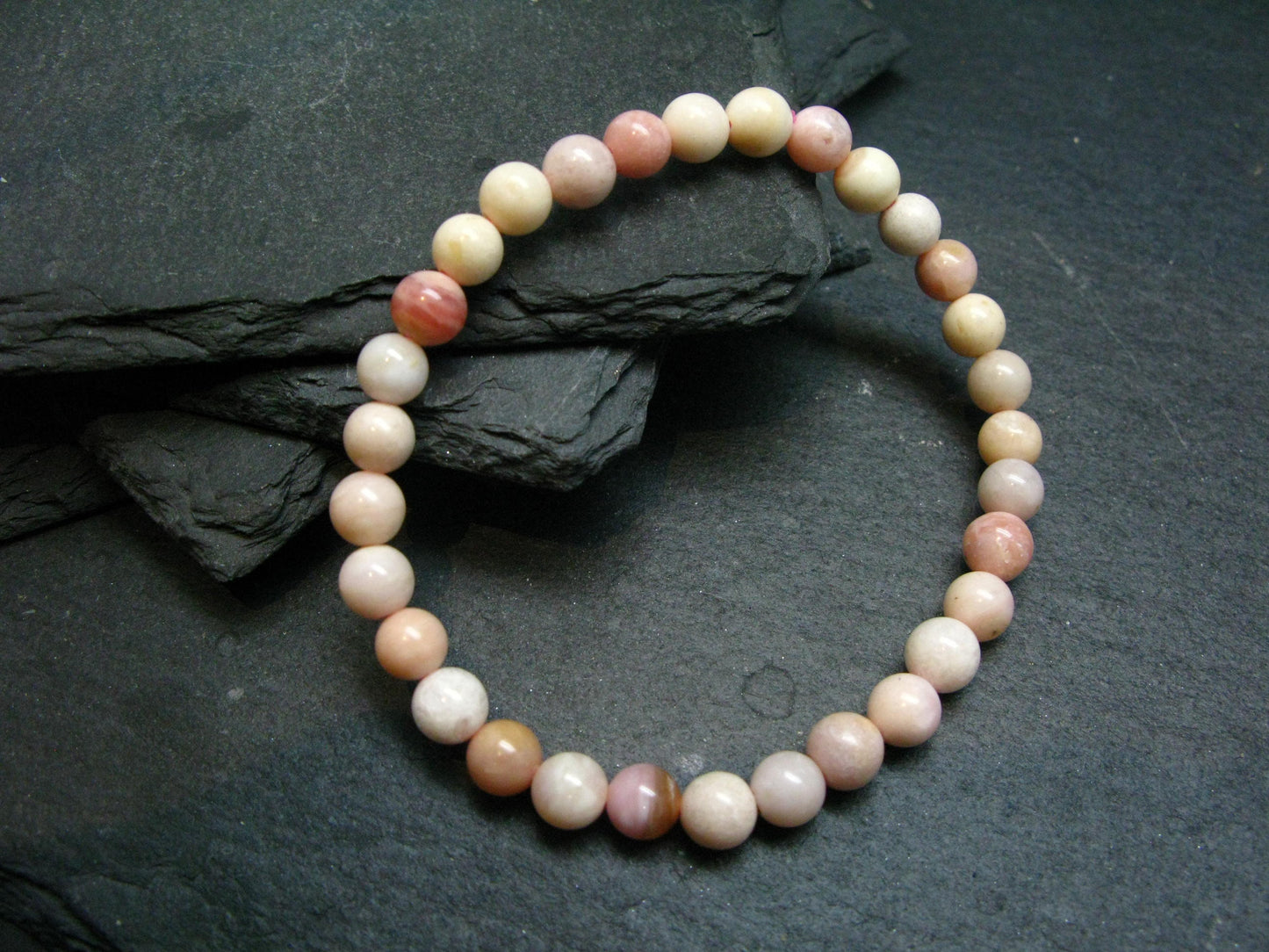 Pink Opal Genuine Bracelet ~ 6.5 Inches ~ 6mm Round Beads