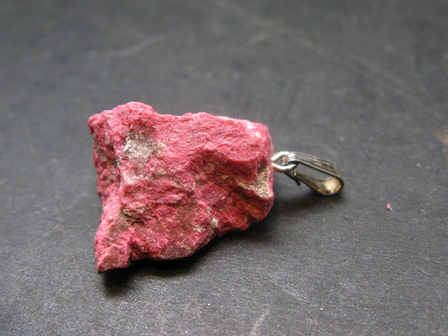 Rosaline Zoisite!! Rare Raw Deep Pink Thulite Silver Pendant From Norway - 1.1"
