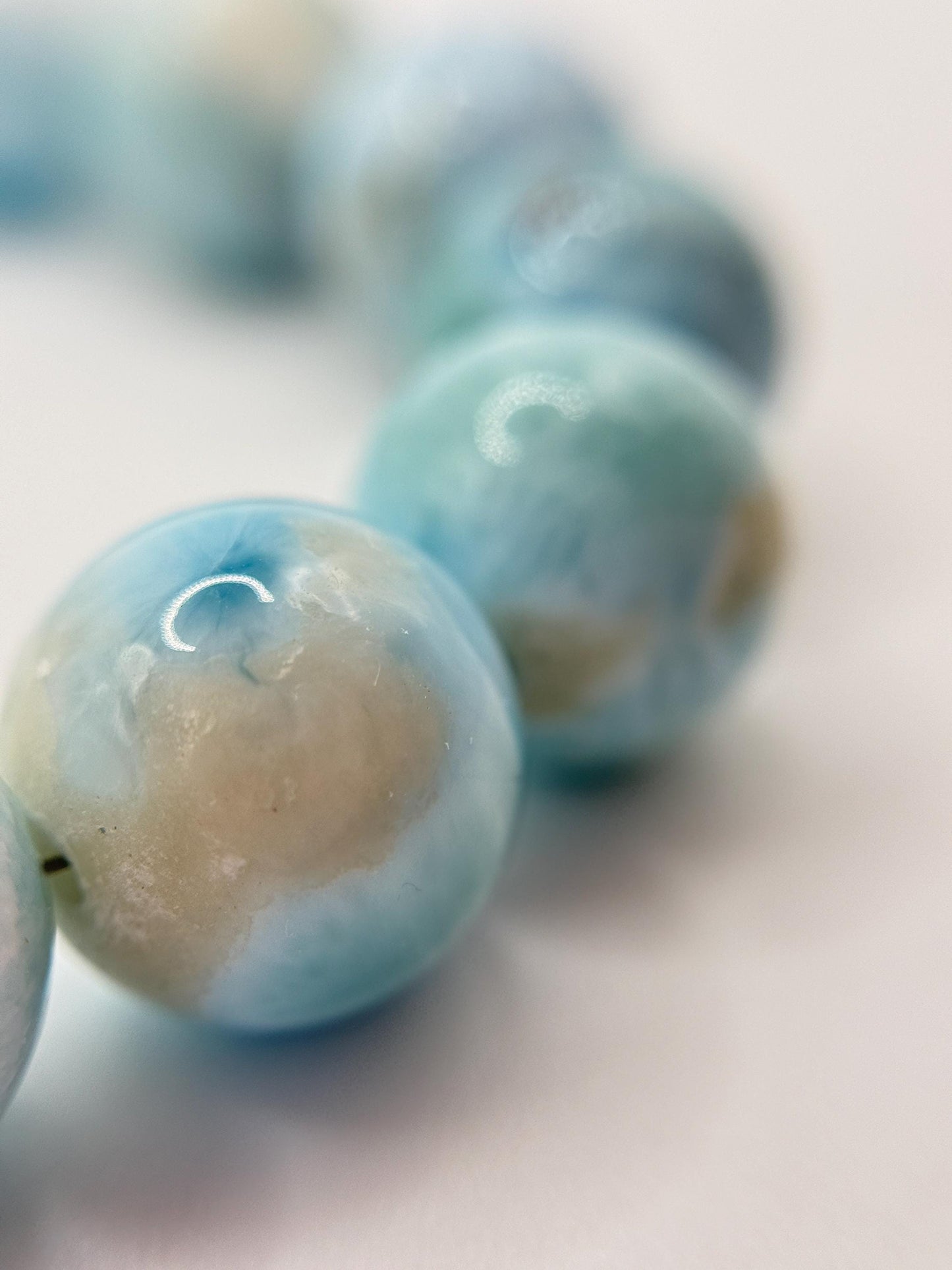Larimar Beaded Necklace Blue Gemstone Jewelry Ocean Stone Necklace Gift