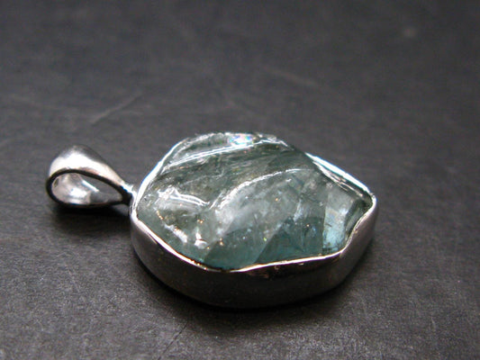 Blue Zircon Gem Crystal Silver Pendant From Cambodia - 0.9" - 3.31 Grams