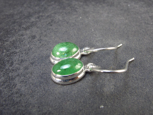 Tsavorite Gem Green Garnet Sterling Silver Earrings from Tanzania - 3.10 Grams