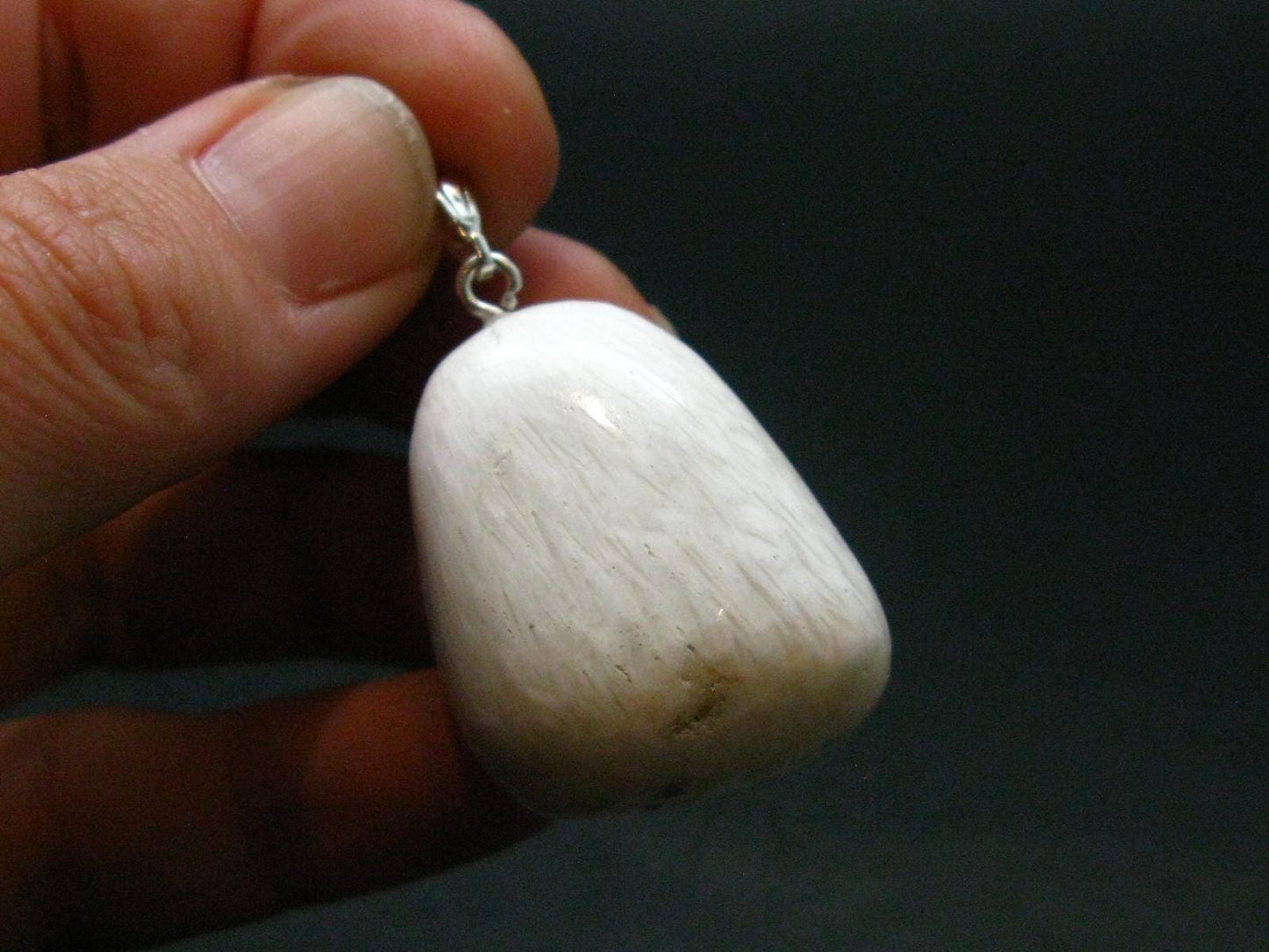 Scolecite Silver Pendant From India - 1.5"