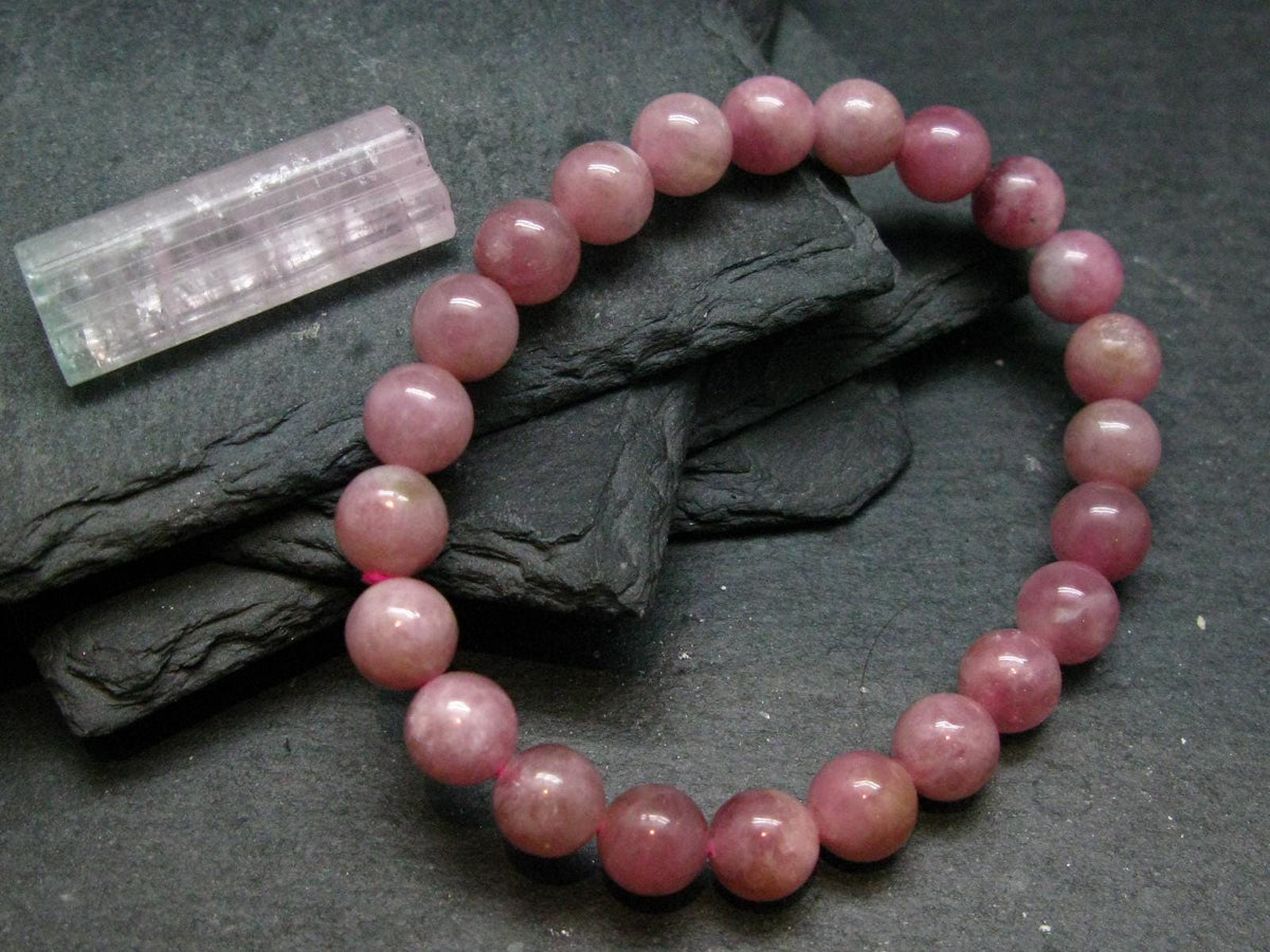 Pink Tourmaline Genuine Bracelet ~ 7 Inches ~ 8mm Round Stones