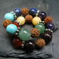 7 Chakra & Rudraksha Genuine Bracelet ~ 7 Inches ~ 8mm Round Beads