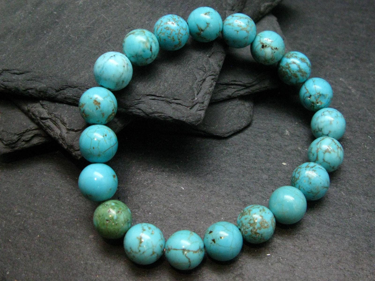 Turquoise Genuine Untreated Bracelet ~ 7 Inches ~ 10mm Round Beads