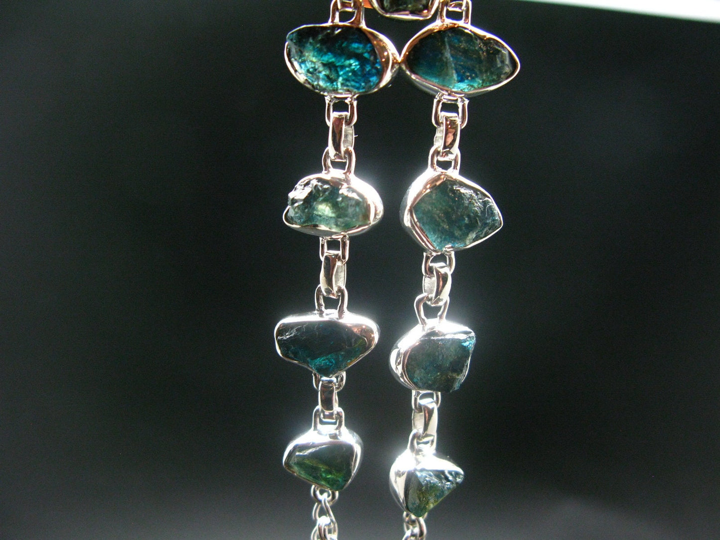Lazulite Silver Bracelet From Pakistan - 7" - 14.8 Grams