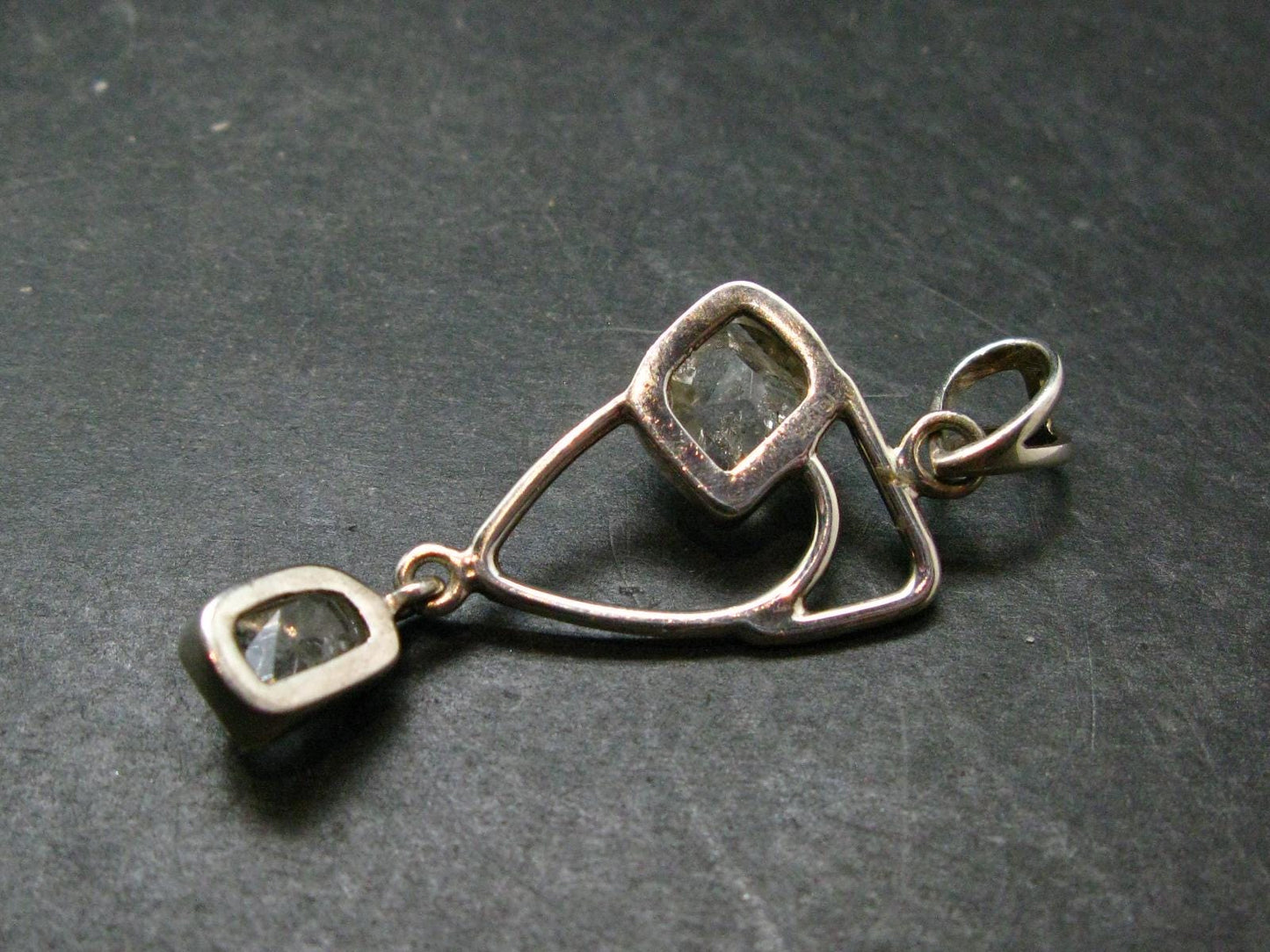 Fine Natural Herkimer Diamond Silver Pendant From New York - 2.2" - 6.16 Grams