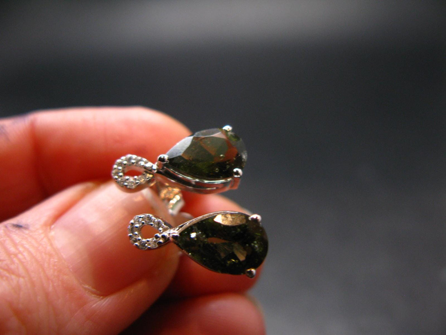 Moldavite Tektite Silver Earrings from Czech Republic - 2.40 Grams