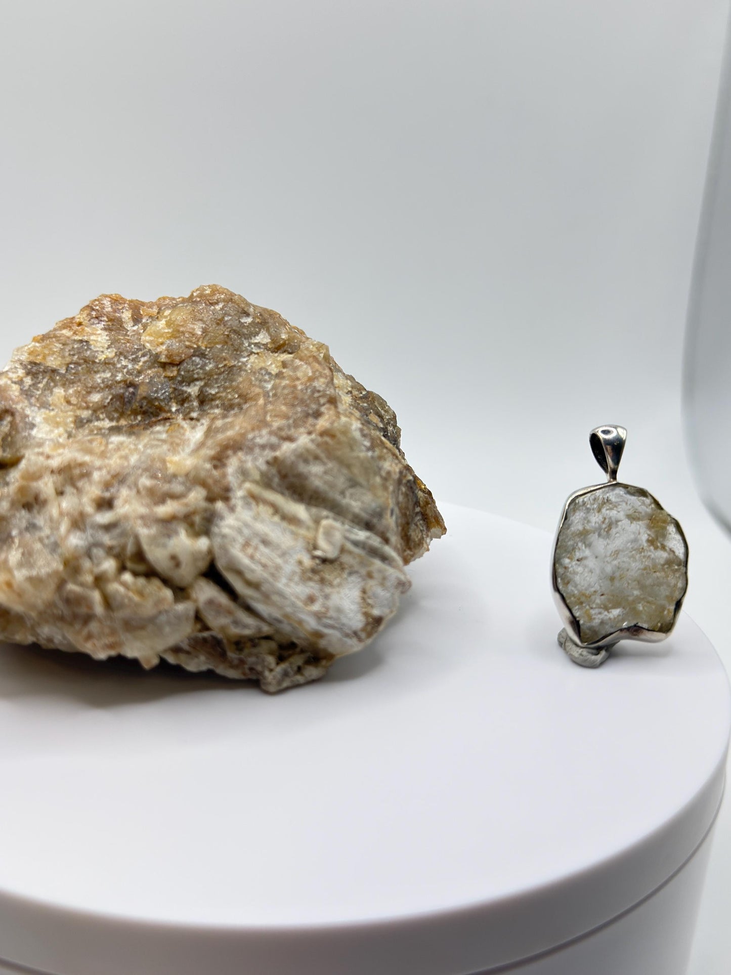 Raw Herderite Pendant – Natural Crystal in Sterling Silver Setting - 3.90g