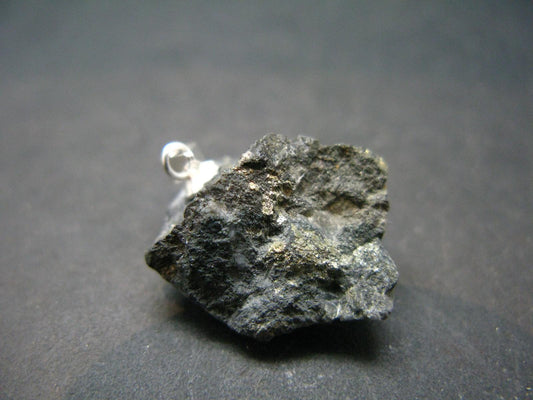 Healers Gold Pyrite With Magnetite Raw Stone Silver Pendant From USA - 1.0" - 4.07 Grams