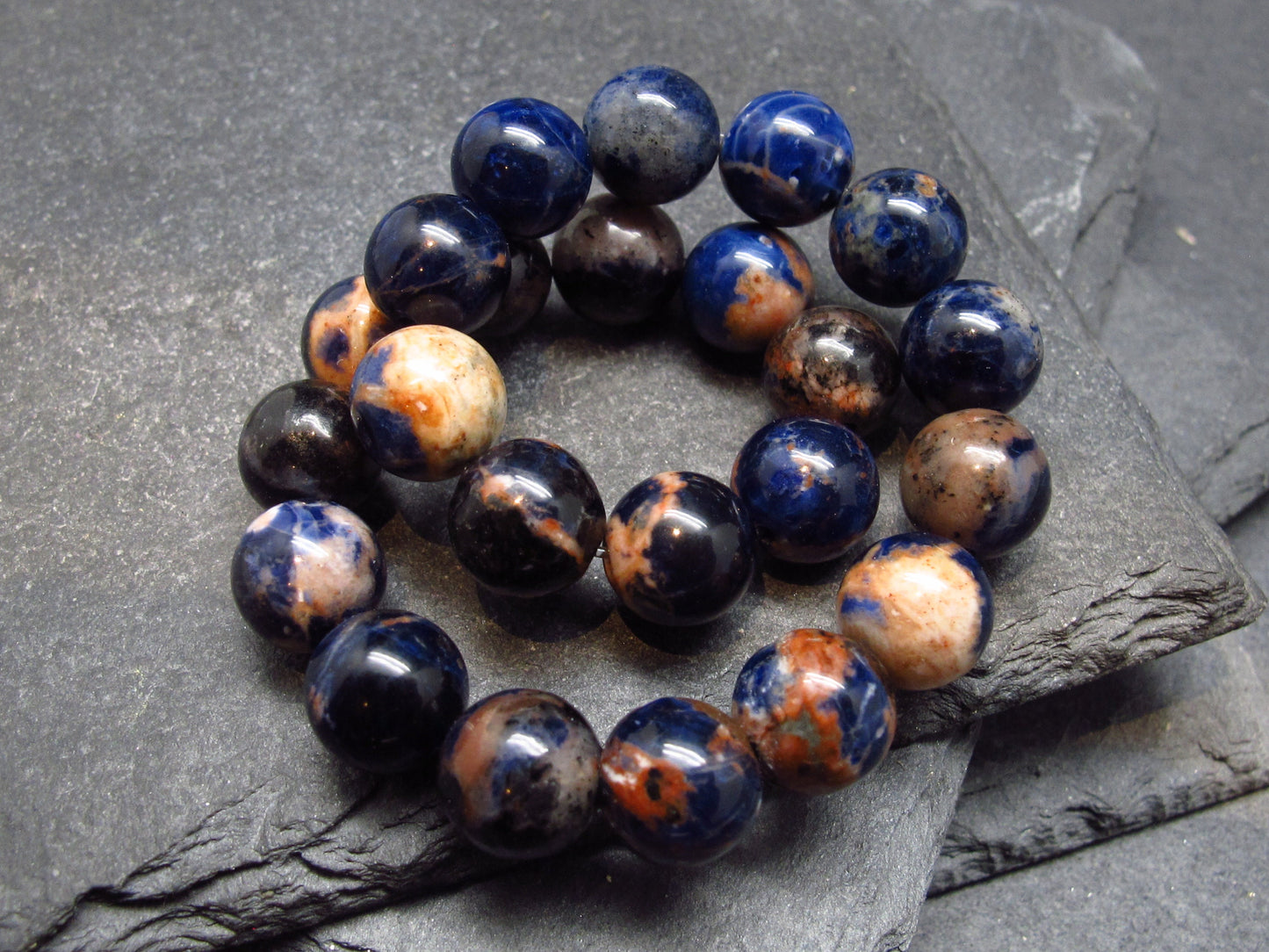 Sodalite & Sunstone Genuine Bracelet ~ 7 Inches ~ 8mm Round Beads