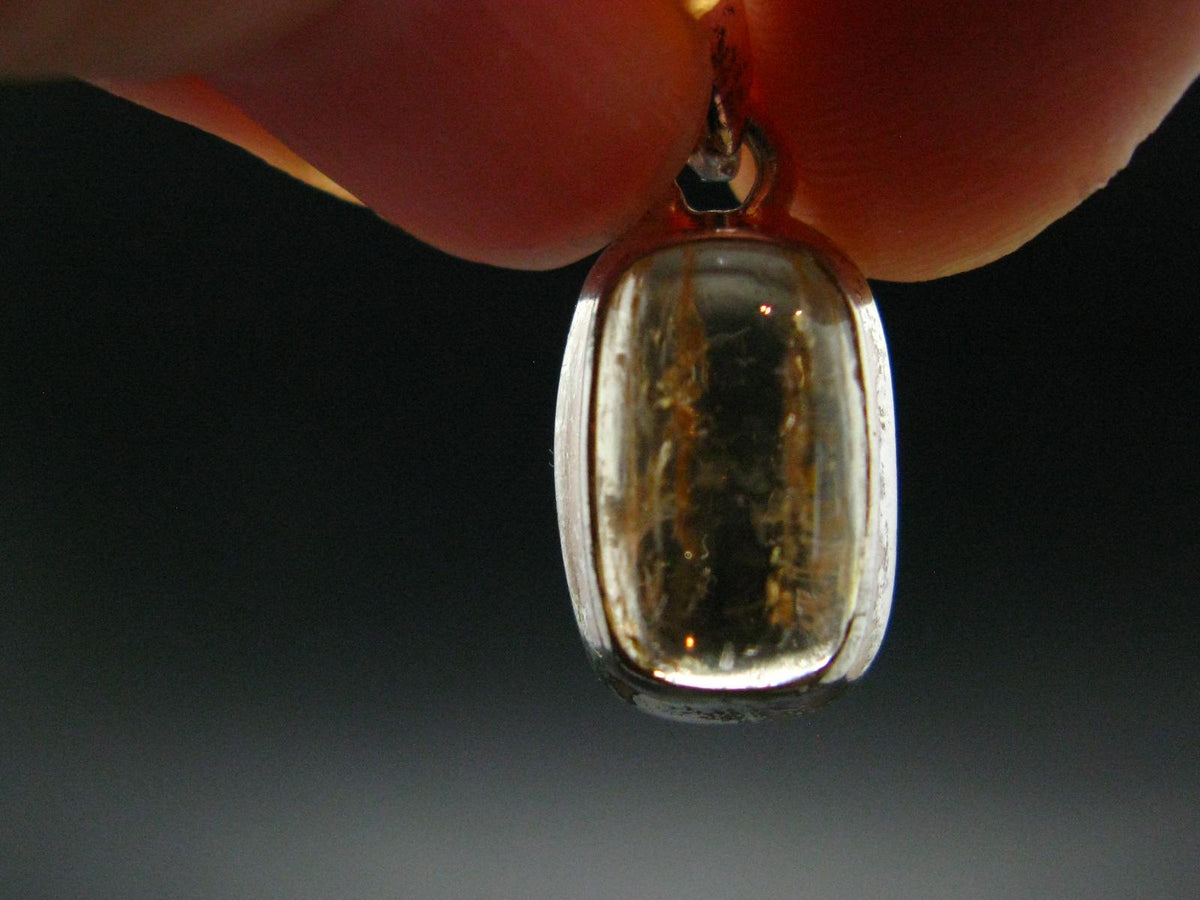 Imperial Topaz Crystal Silver Pendant from Brazil - 0.9" - 2.95 Grams