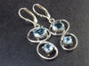 Faceted Natural Sky Blue Topaz Dangle 925 Silver Earrings from Brazil - 1.6" - 6.3 Grams