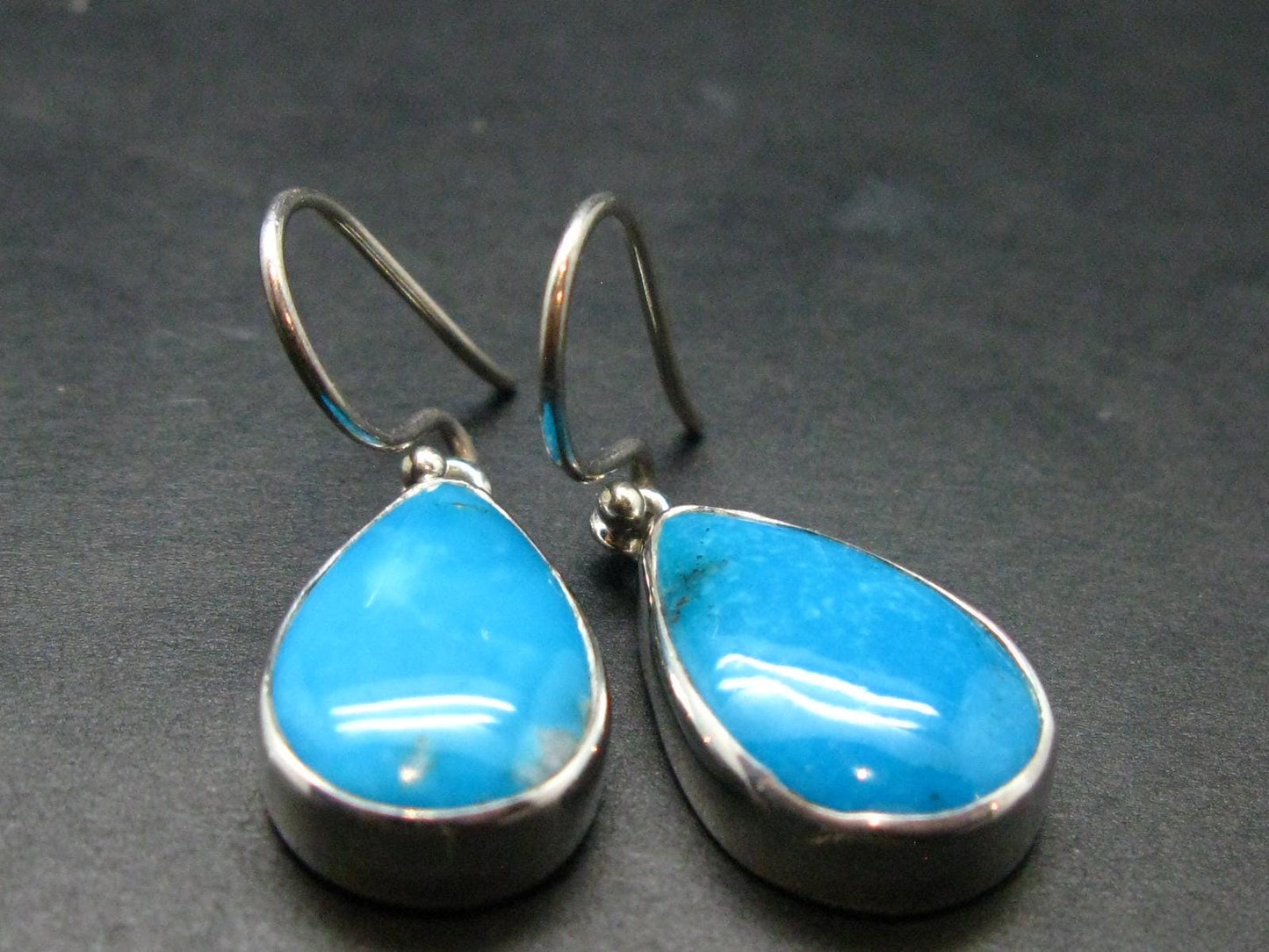 Nice Raw Natural Turquoise Sterling Silver Earrings from Mexico - 7.59 Grams