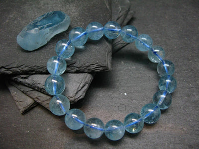 Blue Topaz Genuine Bracelet ~ 7 Inches ~ 12mm Round Beads